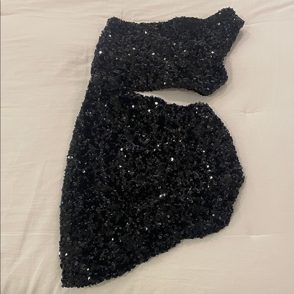 Edikted Black Sequin asymmetrical dress size xs
